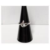 .925 Sterling CZ & Blue Stone Ring Sz 7
