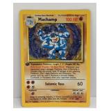 Pokemon 1999 1st Ed Machamp Holo 8 DMG* Crease