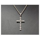 16" .925 Sterling Diamond Cross Necklace