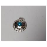 .925 Sterling Turquoise Thunderbird Brooch