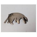 .925 Sterling Silver Pig Brooch