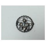 .925 Sterling Leaf Circle Brooch