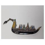 .925 Sterling Siam Enamel Dragon Ship Brooch