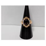 Vermeil Diamond & Brown Stone Ring Sz 7