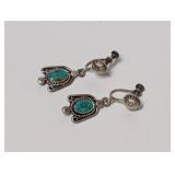 .925 Sterling Screw Back Turquoise Dangle