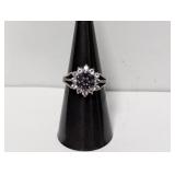.925 Sterling Floral Design Ring Sz 7