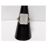 .925 Sterling White Stone Cocktail Ring Sz 7