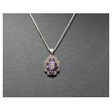 18" .925 Sterling Marcasite Purple Stone Necklace