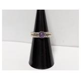 .925 Sterling Amethyst Cabochon Ring Sz 6