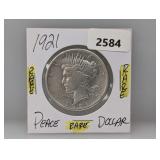 Rare 1921 90% Silv Peace $1 Dollar