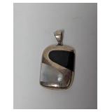 .925 Sterling Mother of Pearl & Onyx Pendant