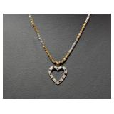20" Vermeil/.925 Diamond Heart Necklace
