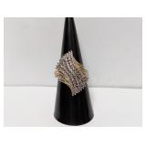 .925 Sterling Diamond Cluster Ring Sz 7