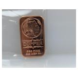 1oz .999 Copper Buffalo Art Bar
