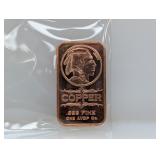 1oz .999 Copper Buffalo Art Bar