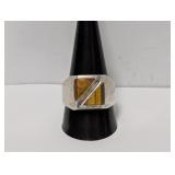 .925 Sterling Taxco Tigers Eye Inlay Ring Sz 11.5