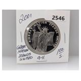 2001 1oz .999 Silv 9-11 Comm Round