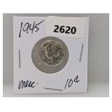 1945 90% Silv Mercury Dime