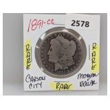 Rare 1891-CC 90% Silv Morgan $1 Dollar