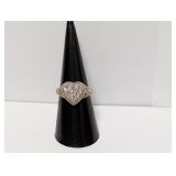 Vermeil/.925 Sterl Diam Heart Ring Sz 7