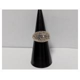 .925 Sterl Grid Pattern Dome Ring Sz 6