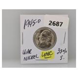 1945-D 35% Silv UNC War Nickel