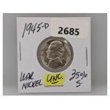 1945-D 35% Silv UNC War Nickel