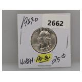 1957-D AU/BU 90% Silv Wash Quarter