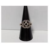 .925 Sterl Marcasite Flower Ring Sz 7.5