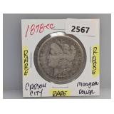 Rare 1878-CC 90% Silv Morgan $1 Dollar