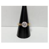 Vermeil/.925 Sterl Solitaire Ring Sz 9