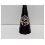 .925 Sterl Sapphire/Opal Ring Sz 8.5