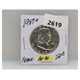 1957-D 90% Silv AU/BU Franklin Half $1 Dollar