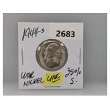 1944-S 35% Silv UNC War Nickel