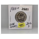 1944-D 35% Silv UNC War Nickel