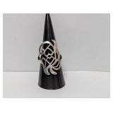 .925 Sterl Openwork Interlocking Heart Ring Sz 8.5