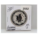 2001 1oz .999 Silv Australian Kookaburra