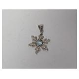 .925 Sterl Light Blue Snowflake Pendant