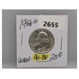 1956-D AU/BU 90% Silv Wash Quarter