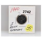 1940 German 1 Reichs pfennig