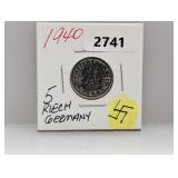 1940 German 5 Reichs pfennig
