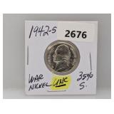 1942-S 35% Silv UNC War Nickel