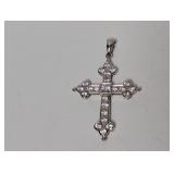 .925 Sterl Clear Stone Cross Pendant