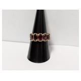 Vermeil/.925 Sterl Red 5 Stone Ring Sz 8