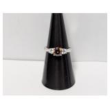 .925 Sterl Brown Stone/CZ Ring Sz 7