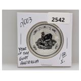 2003 1oz .999 Silv Yr of the Goat $1 Dollar