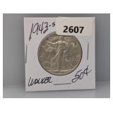 1943-S 90% Silv Walker Half $1 Dollar