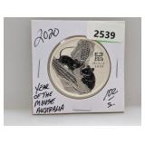 2020 1oz .999 Silv Yr of the Mouse $1 Dollar