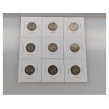 (9) 35% Silver War Nickels