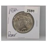 1922 90% Silv Peace $1 Dollar